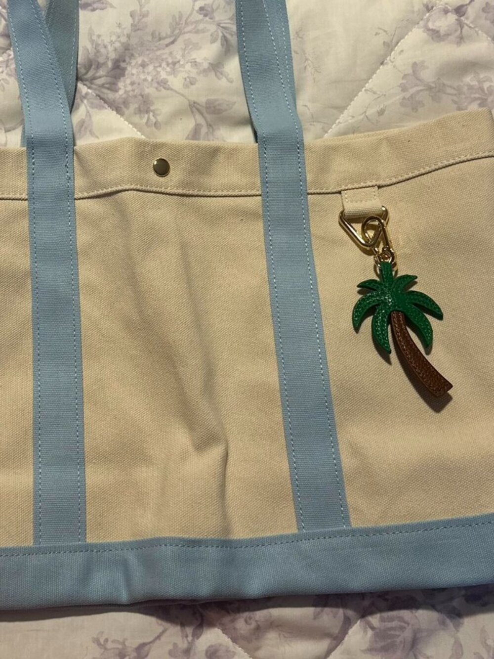 Baublebar Canvas Tote Bag Beach Bag with Bag Charm
